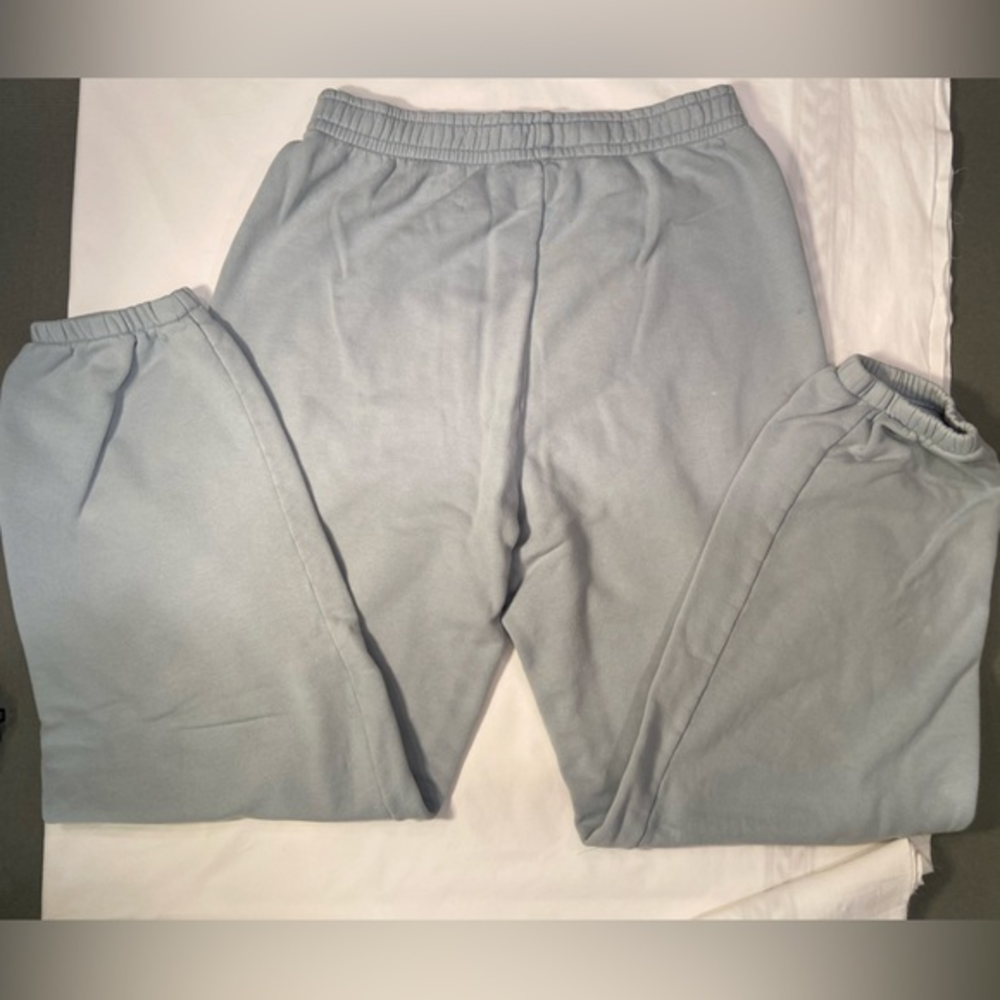 Reformation blueish sweat‎ pants, DIY distress, sz M